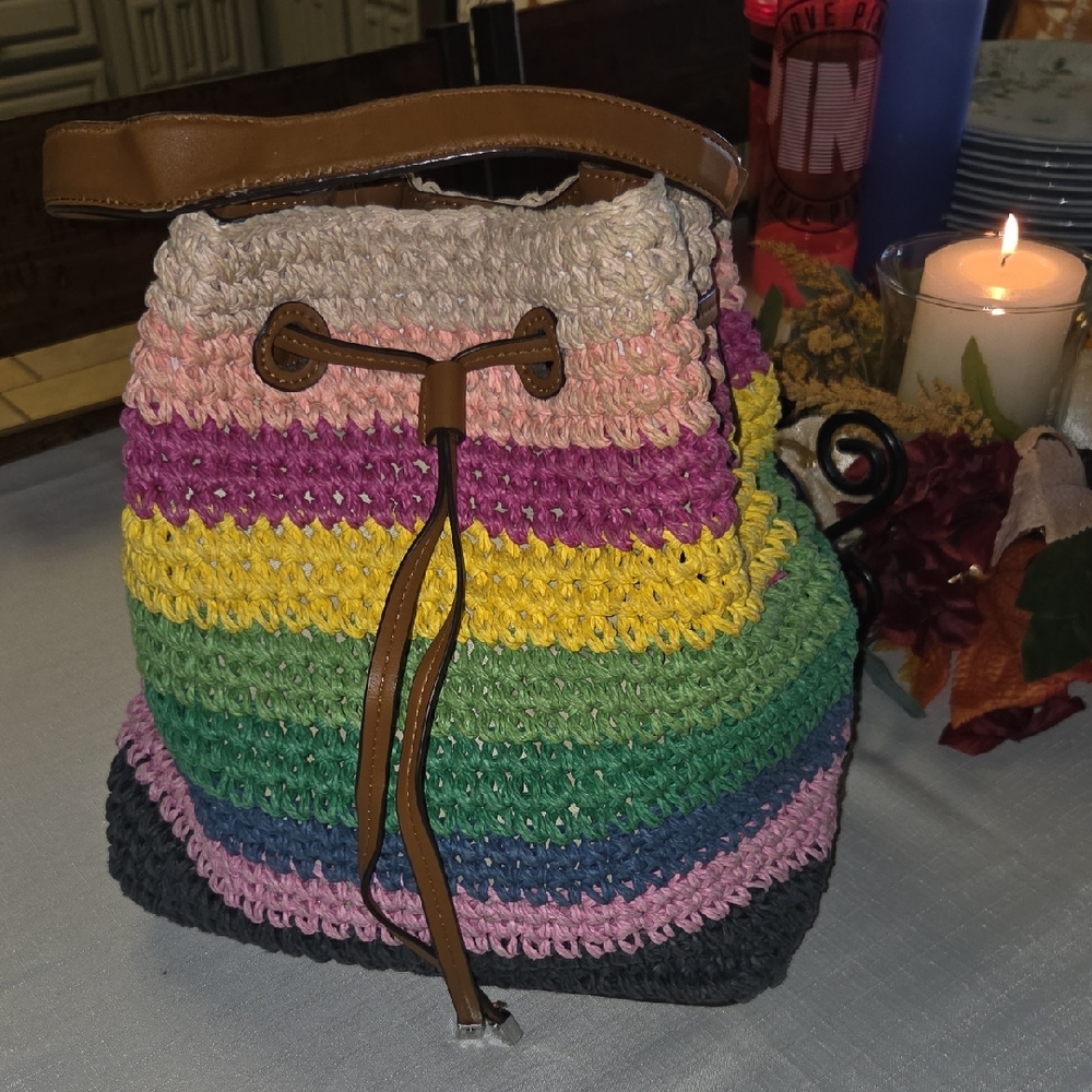 Lauren Ralph Lauren Multicolor Crochet Bucket Bag